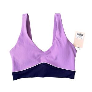 Wilo colorful Purple Blue‎ stretchy ribbed Sports Bra NWT